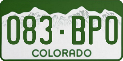 CO license plate 083BPO