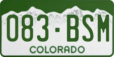 CO license plate 083BSM