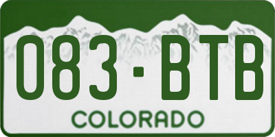 CO license plate 083BTB
