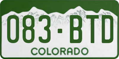 CO license plate 083BTD