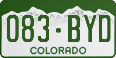 CO license plate 083BYD
