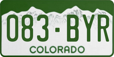 CO license plate 083BYR