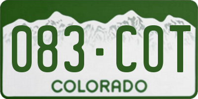CO license plate 083COT