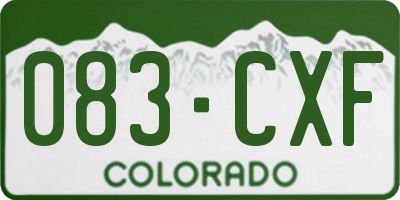 CO license plate 083CXF