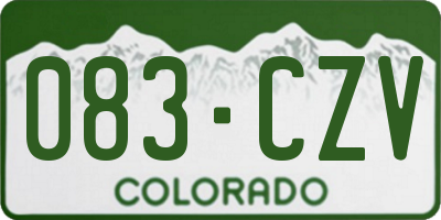 CO license plate 083CZV