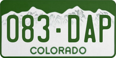 CO license plate 083DAP