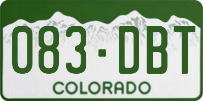 CO license plate 083DBT