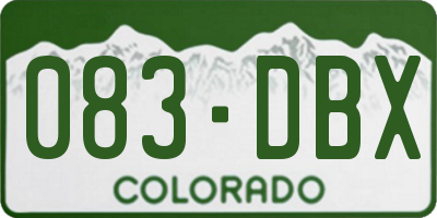 CO license plate 083DBX
