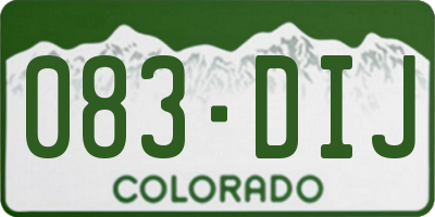 CO license plate 083DIJ