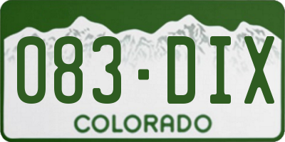 CO license plate 083DIX