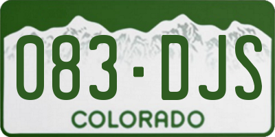 CO license plate 083DJS