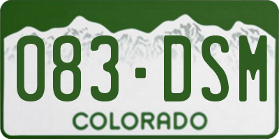 CO license plate 083DSM