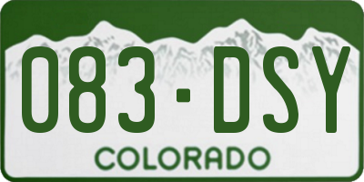 CO license plate 083DSY