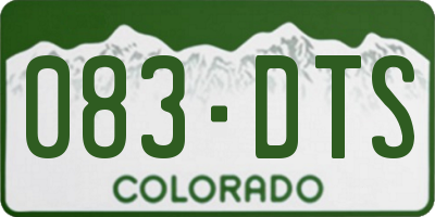 CO license plate 083DTS