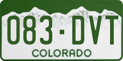 CO license plate 083DVT