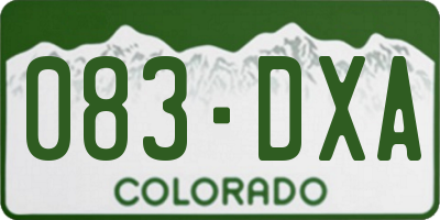 CO license plate 083DXA