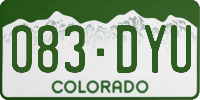 CO license plate 083DYU