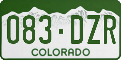 CO license plate 083DZR