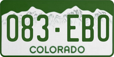 CO license plate 083EBO