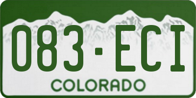 CO license plate 083ECI