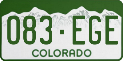 CO license plate 083EGE