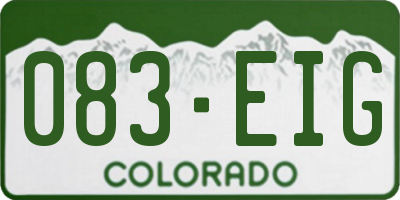 CO license plate 083EIG