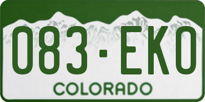 CO license plate 083EKO