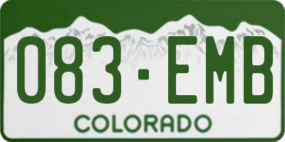 CO license plate 083EMB