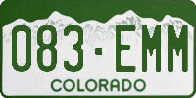 CO license plate 083EMM