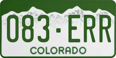 CO license plate 083ERR