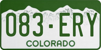 CO license plate 083ERY