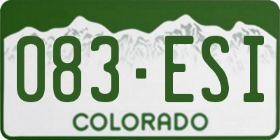 CO license plate 083ESI