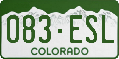 CO license plate 083ESL