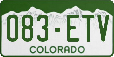 CO license plate 083ETV