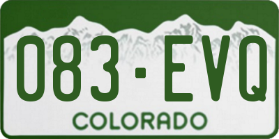 CO license plate 083EVQ