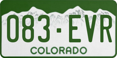 CO license plate 083EVR