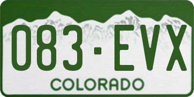 CO license plate 083EVX