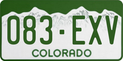 CO license plate 083EXV