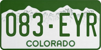 CO license plate 083EYR