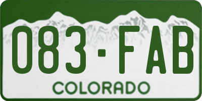 CO license plate 083FAB