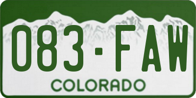 CO license plate 083FAW