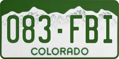 CO license plate 083FBI