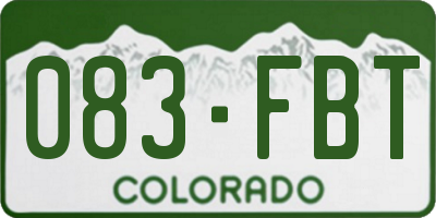 CO license plate 083FBT