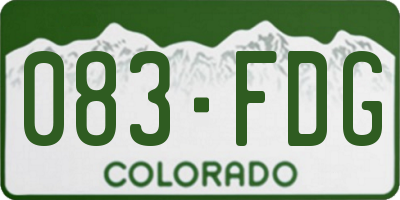 CO license plate 083FDG