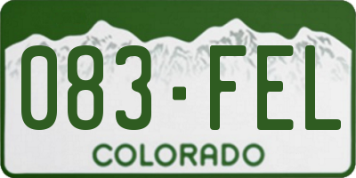 CO license plate 083FEL