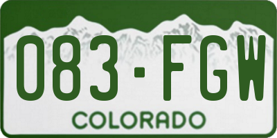 CO license plate 083FGW