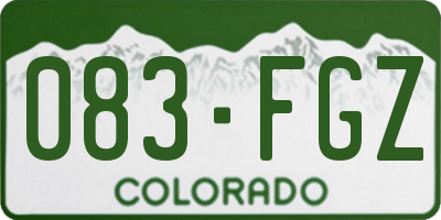 CO license plate 083FGZ
