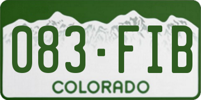 CO license plate 083FIB