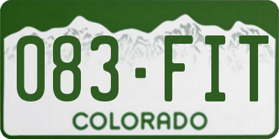 CO license plate 083FIT