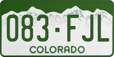 CO license plate 083FJL